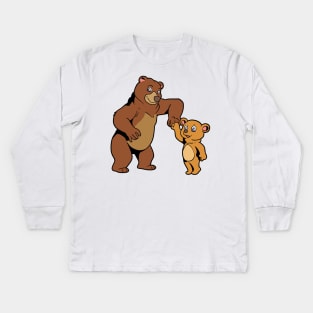 Father and son make fistbump - bear Kids Long Sleeve T-Shirt